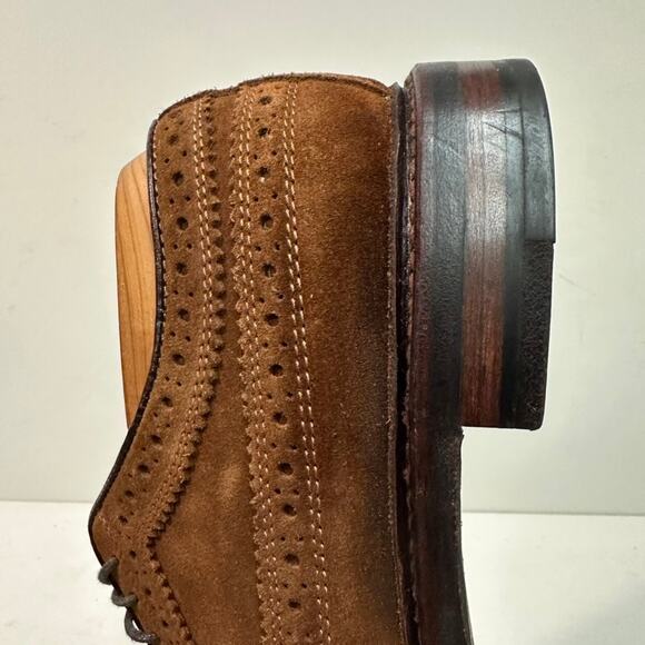 Grant Stone x J. Crew Ludlow Suede Wingtip Longwing Medium Brown Bench Made 7.5 - Picture 13 of 13